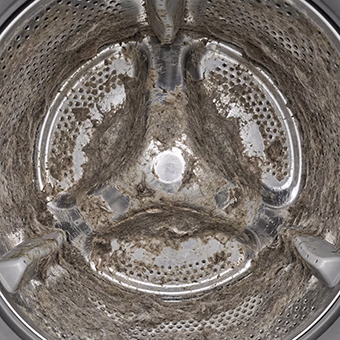 Pet hair residue in washer before furMe